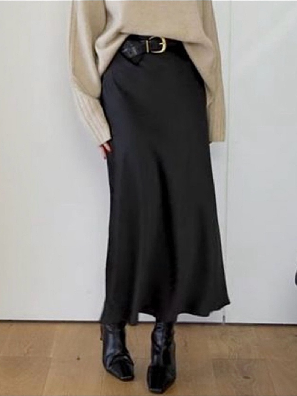 CLUB MONACO Black Satin Slip Skirt